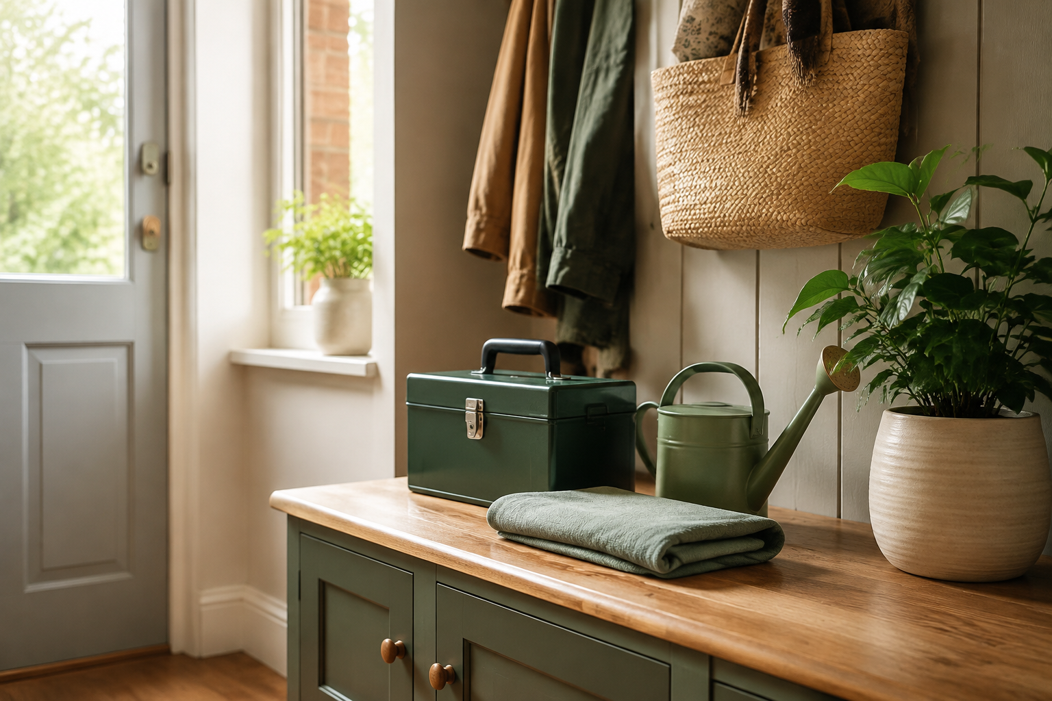 A welcoming home setting with practical household equipment